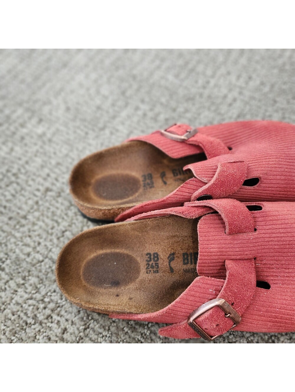 Birkenstock Boston Corduroy Suede Sienna Red Clog Slip-On Shoes Size 38 US 7 - Picture 6 of 8